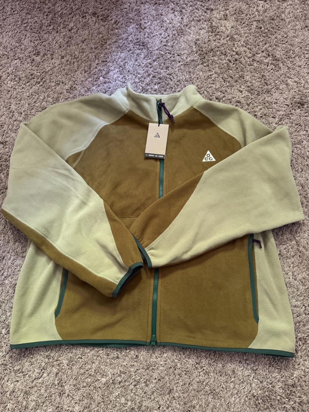 Nike ACG Wolf Tree Polartec Full Zip Fleece Jacket Olive Flak IF0964-368X- Large